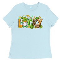 Baby Blue St. Patrick's Lucky gnome Ladies Tee - OliviaCreatesArt