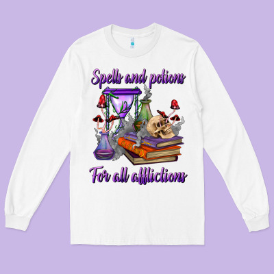 Spells And Potions For All Afflictions Long Sleeve Tee Designed By Bundleandbundleshop