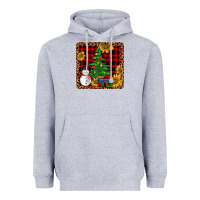 Heather Grey snowman trees coaster Heavyweight Hoodie - JahusDesignShop
