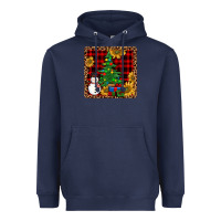 Navy snowman trees coaster Heavyweight Hoodie - JahusDesignShop