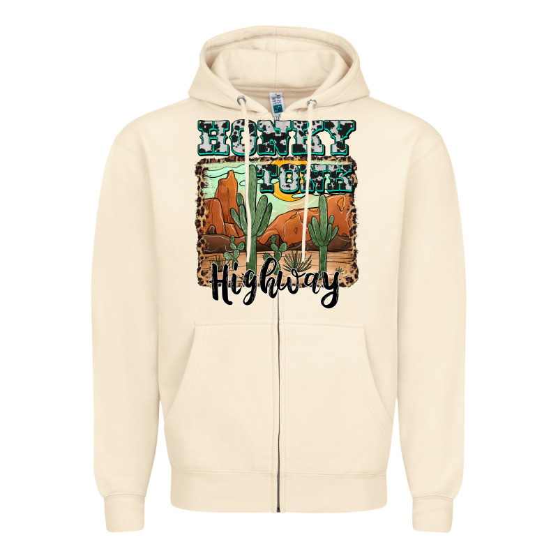 Honky Tonk Highway Zipper Hoodie by AdoDesignShop | Teevron