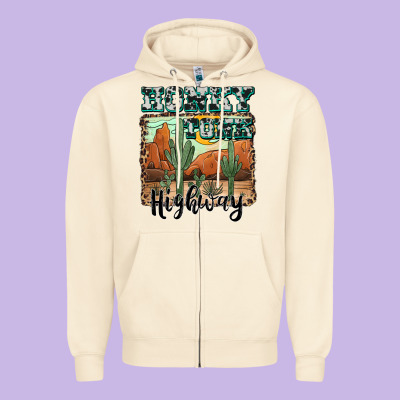 Honky Tonk Highway Zipper Hoodie Designed By Adodesignshop