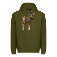 Army Green elk fawn deer Premium Hoodie - LillyAllenDesigns