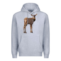 Heather Grey elk fawn deer Premium Hoodie - LillyAllenDesigns