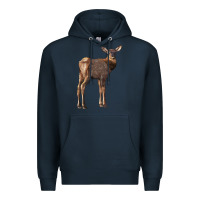 Navy elk fawn deer Premium Hoodie - LillyAllenDesigns