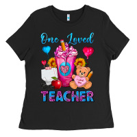 One Loved Teacher Valentines Day Cold Drink Frappe Ladies Tee | Teevron