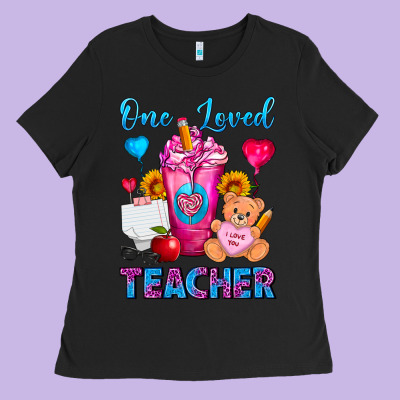 One Loved Teacher Valentines Day Cold Drink Frappe Ladies Tee Designed By Fadigitalartstudio