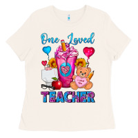 Bone One Loved Teacher Valentines Day Cold Drink Frappe Ladies Tee - FaDigitalArtStudio