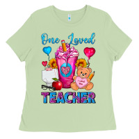 Matcha One Loved Teacher Valentines Day Cold Drink Frappe Ladies Tee - FaDigitalArtStudio