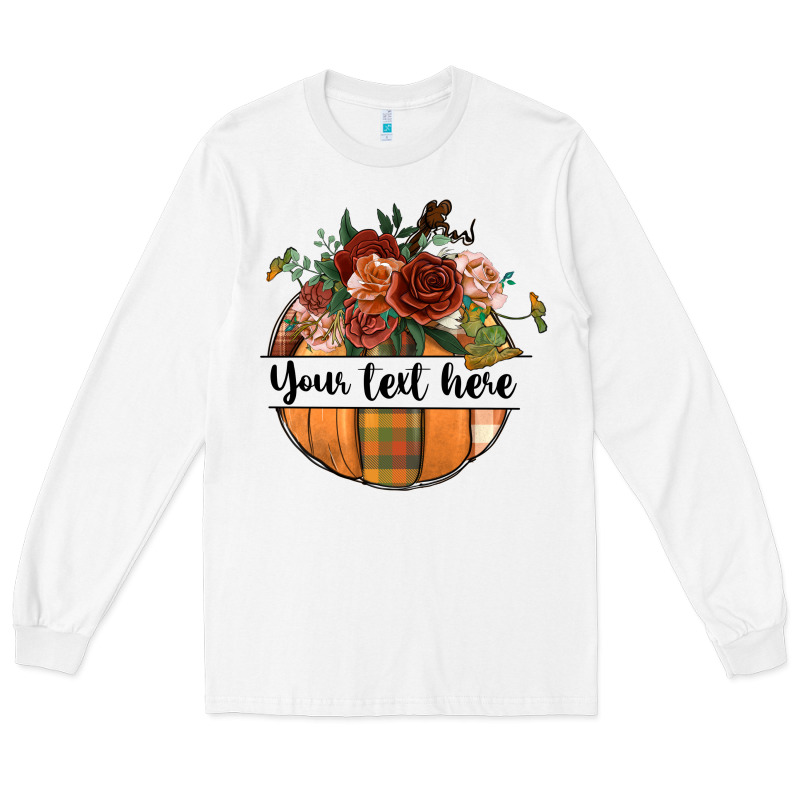 Preview Customize Floral Pumpkin Long Sleeve Tee by BundleAndBundleShop | Teevron