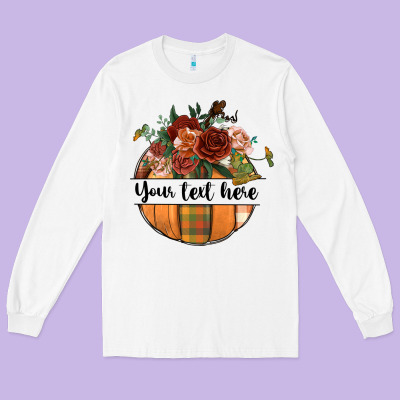 Preview Customize Floral Pumpkin Long Sleeve Tee Designed By Bundleandbundleshop