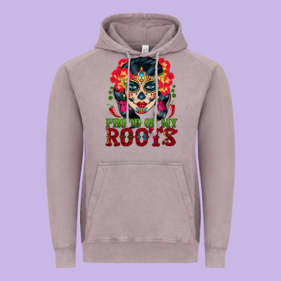 Sugar Skull Woman Proud Of My Roots Vintage Hoodie Designed By Bundleandbundleshop