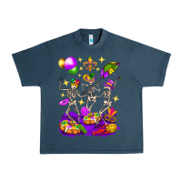 Midnight Navy Mardi Gras Skeletons Urban Heavy Tee - BundleAndBundleShop