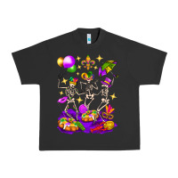 Pigment Black Mardi Gras Skeletons Urban Heavy Tee - BundleAndBundleShop