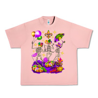 Salmon Mardi Gras Skeletons Urban Heavy Tee - BundleAndBundleShop