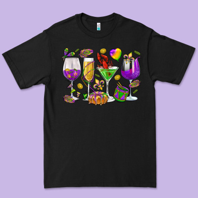 Mardi Gras Wine Glasses Premium Tee Designed By Howdyjamesfarm