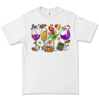 White Mardi Gras wine glasses Premium Tee - HowdyJamesFarm