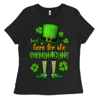 Black Just here for the shenanigans St. Patrick's Ladies Tee - OliviaCreatesArt