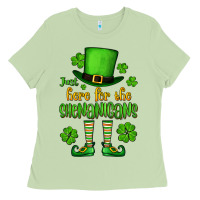 Matcha Just here for the shenanigans St. Patrick's Ladies Tee - OliviaCreatesArt