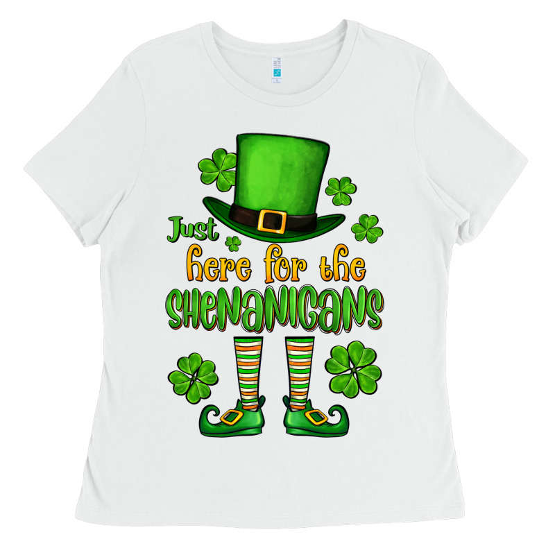 Just Here For The Shenanigans St. Patrick's Ladies Tee by OliviaCreatesArt | Teevron