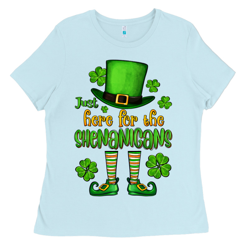 Just Here For The Shenanigans St. Patrick's Ladies Tee by OliviaCreatesArt | Teevron