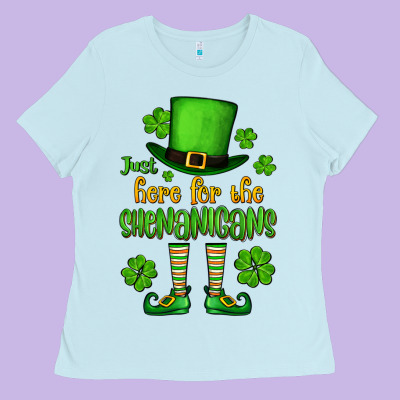 Just Here For The Shenanigans St. Patrick's Ladies Tee Designed By Oliviacreatesart