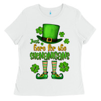 White Just here for the shenanigans St. Patrick's Ladies Tee - OliviaCreatesArt