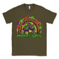 Army Green Mardi Gras rainbow and masks Classic Tee - HowdyJamesFarm