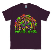Plum Mardi Gras rainbow and masks Classic Tee - HowdyJamesFarm