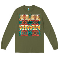 Army Green native american aztec seamless pattern Long Sleeve Tee - BundleAndBundleShop