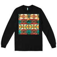 Black native american aztec seamless pattern Long Sleeve Tee - BundleAndBundleShop