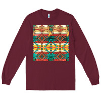 Burgundy native american aztec seamless pattern Long Sleeve Tee - BundleAndBundleShop