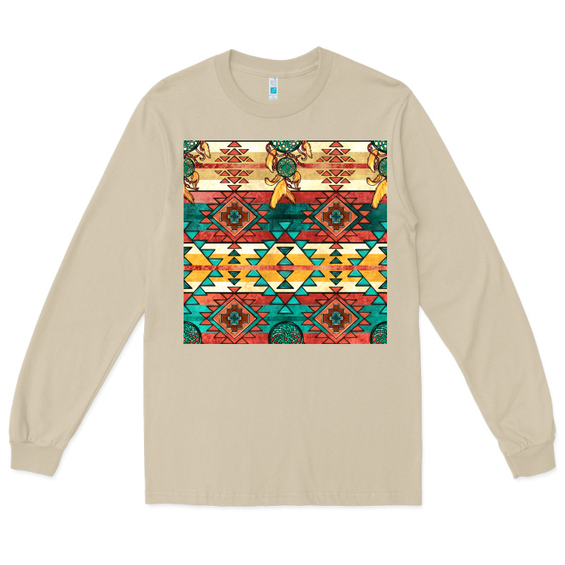 Native American Aztec Seamless Pattern Long Sleeve Tee by BundleAndBundleShop | Teevron