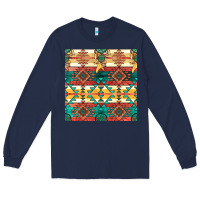 Navy native american aztec seamless pattern Long Sleeve Tee - BundleAndBundleShop