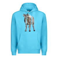 Ocean Blue reindeer fawn deer Premium Hoodie - LillyAllenDesigns