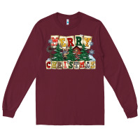 Burgundy merry christmas Long Sleeve Tee - FaDigitalArtStudio