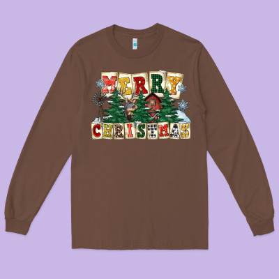 Merry Christmas Long Sleeve Tee Designed By Fadigitalartstudio