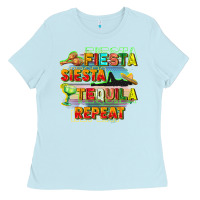 Baby Blue Fiesta siesta tequila repeat Ladies Tee - FaDigitalArtStudio