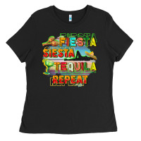 Black Fiesta siesta tequila repeat Ladies Tee - FaDigitalArtStudio