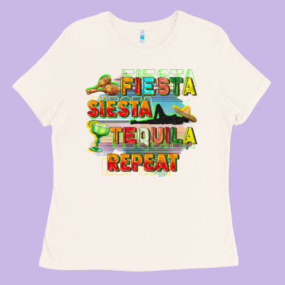 Fiesta Siesta Tequila Repeat Ladies Tee Designed By Fadigitalartstudio