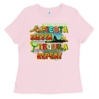 Bubblegum Pink Fiesta siesta tequila repeat Ladies Tee - FaDigitalArtStudio