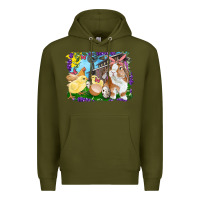 Army Green easter farm chicks and bunny Premium Hoodie - RanaPortraitStore