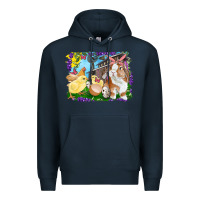 Navy easter farm chicks and bunny Premium Hoodie - RanaPortraitStore
