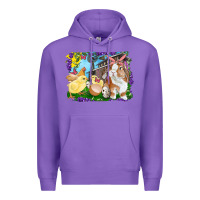 Purple easter farm chicks and bunny Premium Hoodie - RanaPortraitStore