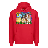 Red easter farm chicks and bunny Premium Hoodie - RanaPortraitStore