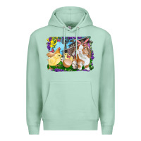 Seafoam easter farm chicks and bunny Premium Hoodie - RanaPortraitStore