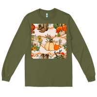 Army Green fall heifer seamless pattern Long Sleeve Tee - BundleAndBundleShop