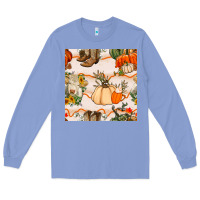 Colony Blue fall heifer seamless pattern Long Sleeve Tee - BundleAndBundleShop