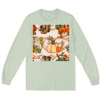 Matcha fall heifer seamless pattern Long Sleeve Tee - BundleAndBundleShop