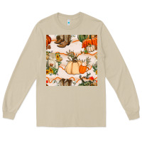 Mushroom fall heifer seamless pattern Long Sleeve Tee - BundleAndBundleShop